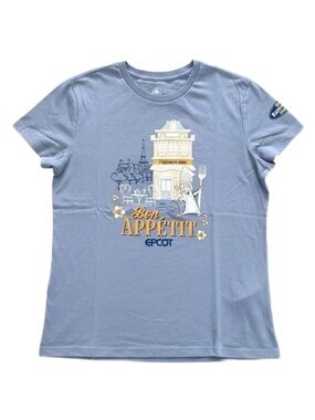 Disney’s Epcot 'Bon Appetit' Ratatouille Light Blue Graphic Tee - Size XL - NWT